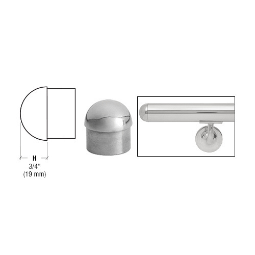 CRL HR15DPS Polished Stainless Dome End Cap for 1-1/2" Tubing