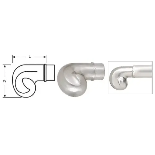 CRL HR15EBS Brushed Stainless End Scroll for 1-1/2" Tubing