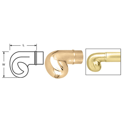 CRL HR15EPB Polished Brass End Scroll for 1-1/2" Tubing