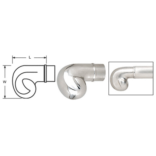 CRL HR15EPS Polished Stainless End Scroll for 1-1/2" Tubing