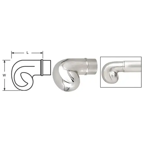 Polished Stainless End Scroll for 1-1/2" Tubing