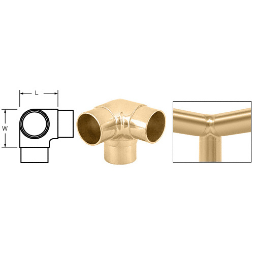 Polished Brass 90 Degree Side Outlet Elbow for 2" Tubing