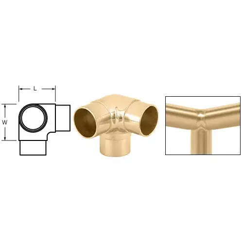 Polished Brass 90 Degree Side Outlet Elbow for 1-1/2" Tubing