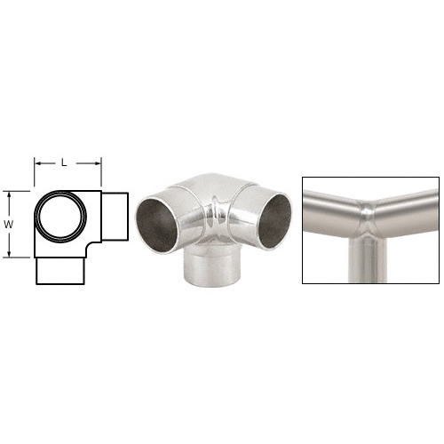 Polished Stainless 90 Degree Side Outlet Elbow for 1-1/2" Tubing