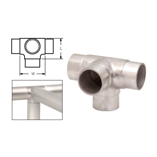 Brushed Stainless Side Outlet Tee for 1-1/2" Tubing