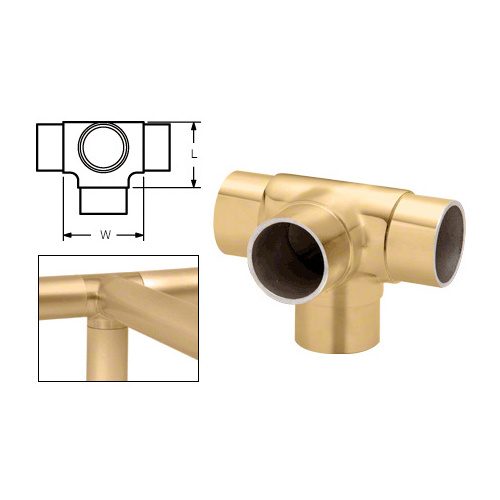 Polished Brass Side Outlet Tee for 1-1/2" Tubing