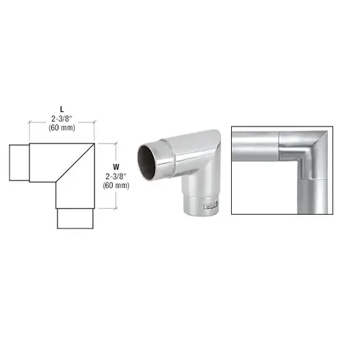 Polished Stainless Mitered Style 90 Degree Corner for 1-1/2" Tubing