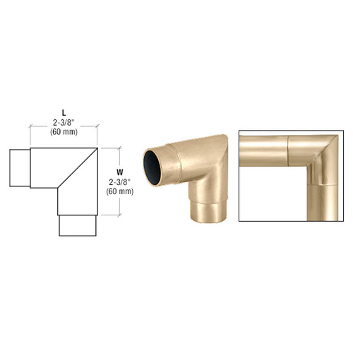 Satin Brass Mitered Style 90 Degree Corner for 1-1/2" Tubing