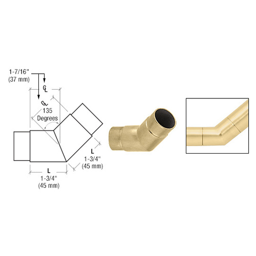 Satin Brass 135 Degree Flush Angle for 1-1/2" Tubing