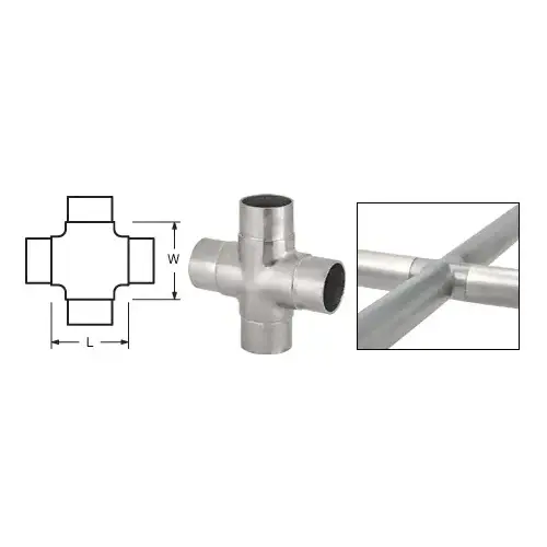 Brushed Stainless Flush Cross for 2" Tubing