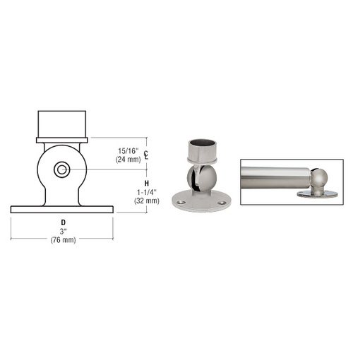 Brushed Stainless Adjustable Flange for 1-1/2" Tubing