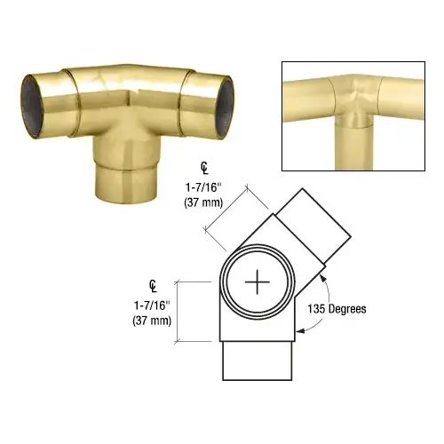 Polished Brass 135 Degree Side Outlet Elbow for 1-1/2" Tubing