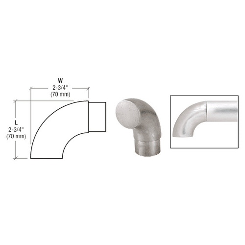 Brushed Stainless 90 Degree Flush Angle End 1-1/2" Tubing