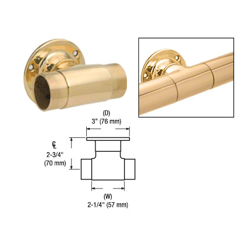 Polished Brass Flush Wall Mount Tee for 1-1/2" Tubing