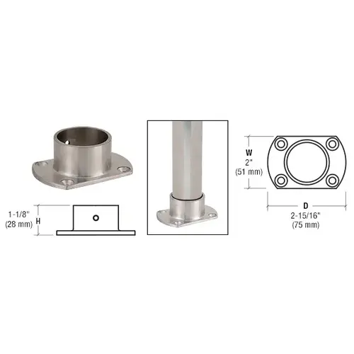 CRL HR15ZBS Brushed Stainless Cut Flange for 1-1/2" Tubing