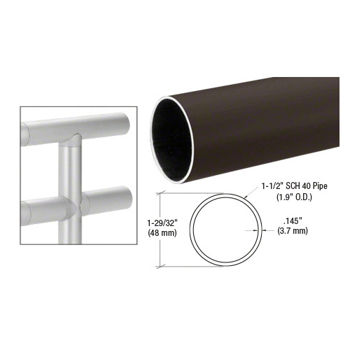 CRL HR19DU Dark Bronze 1.9" Diameter Hand Railing Tubing