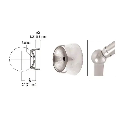 Polished Stainless 3-5/16" Ball Type Angle Collar for 2" Tubing