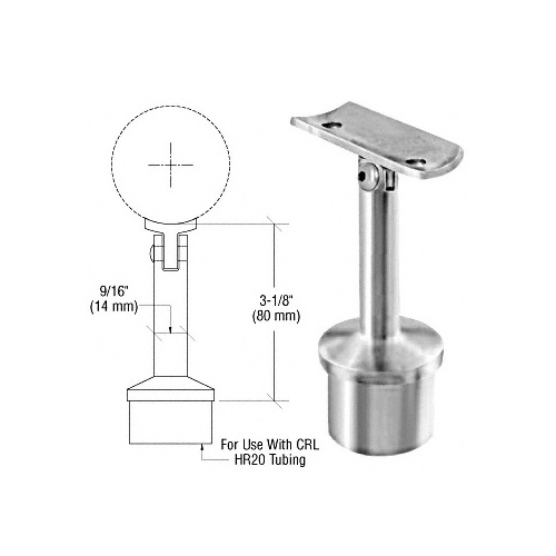 Brushed Stainless Post Mounted Adjustable Radius Saddle Hand Rail Support