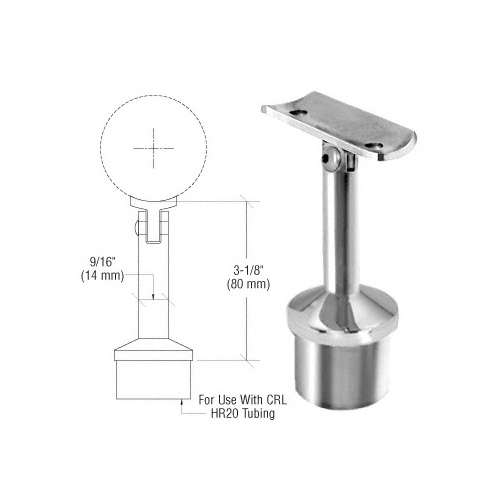 Polished Stainless Post Mounted Adjustable Radius Saddle Hand Rail Support