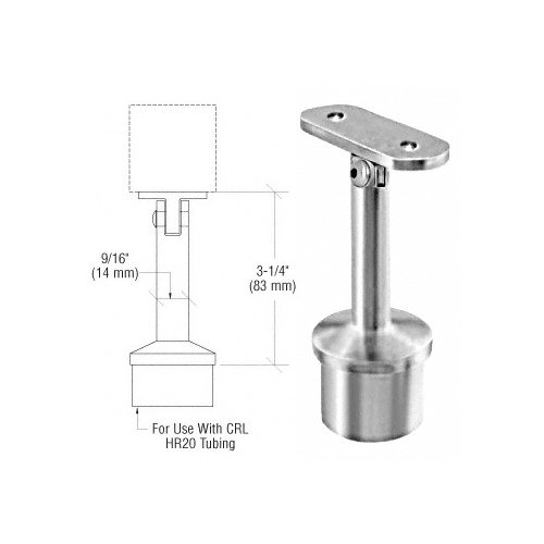 Brushed Stainless Post Mounted Adjustable Flat Saddle Hand Rail Supports