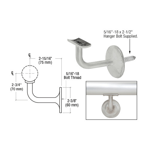 Brushed Stainless Pismo Series Concealed Surface Mounted Hand Railing Bracket for 2" Tubing