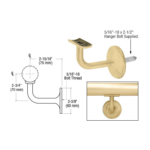 Satin Brass Pismo Series 2" Concealed Surface Mount Hand Railing Bracket