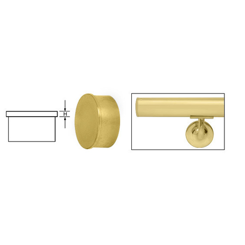 Satin Brass Flat End Cap for 2" Tubing