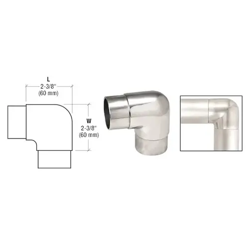 Polished Stainless Sharp Radius 90 Degree Corner for 2" Tubing