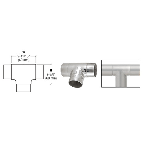 Polished Stainless Flush Tee for 2" Tubing