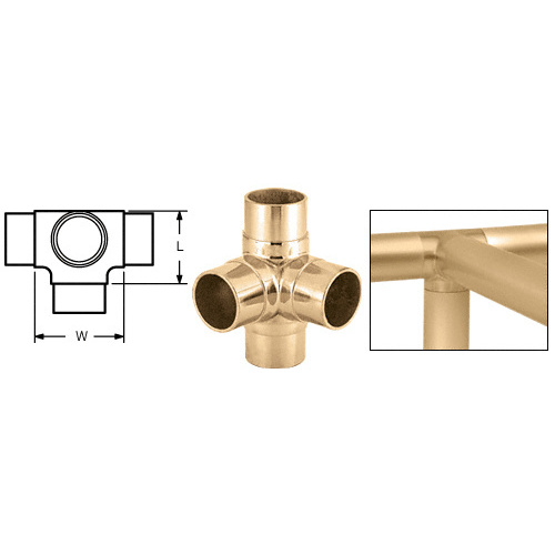 Polished Brass Side Outlet Tee for 2" Tubing
