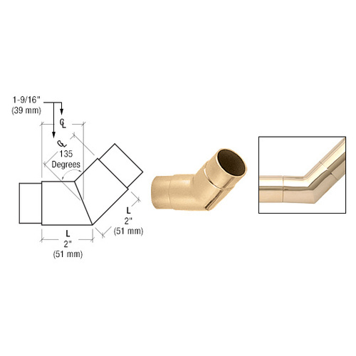 Polished Brass 135 Degree Flush Angle for 2" Tubing