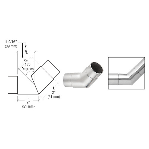 Polished Stainless 135 Degree Flush Angle for 2" Tubing