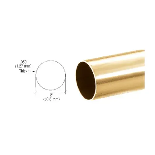 CRL HR20PB Polished Brass 2" Diameter Round .050" Tubing - 216"