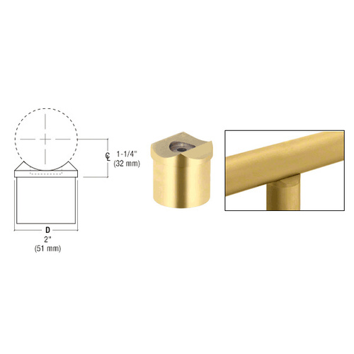 Polished Brass Perpendicular Collar for 2" Tubing