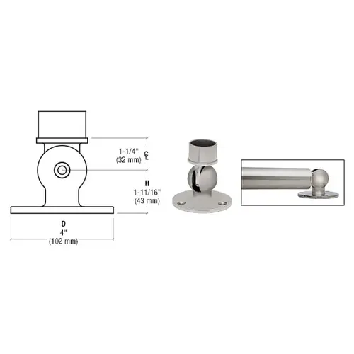 Brushed Stainless Adjustable Flange for 2" Tubing