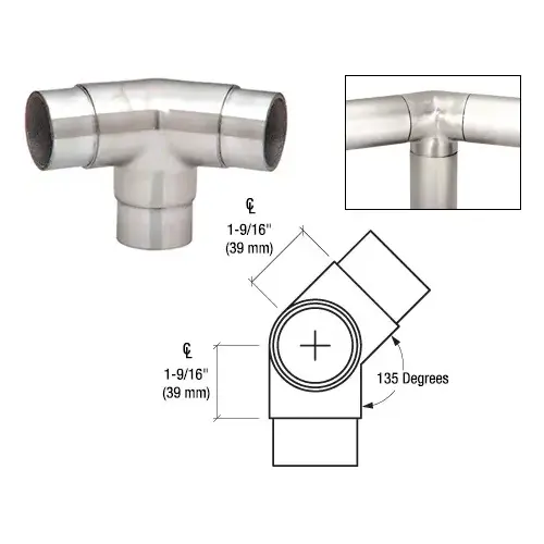 Polished Stainless 135 Degree Side Outlet Elbow for 2" Tubing
