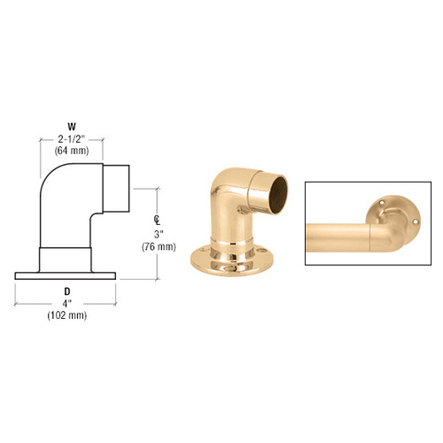 Polished Brass Flush Wall Return for 2" Tubing