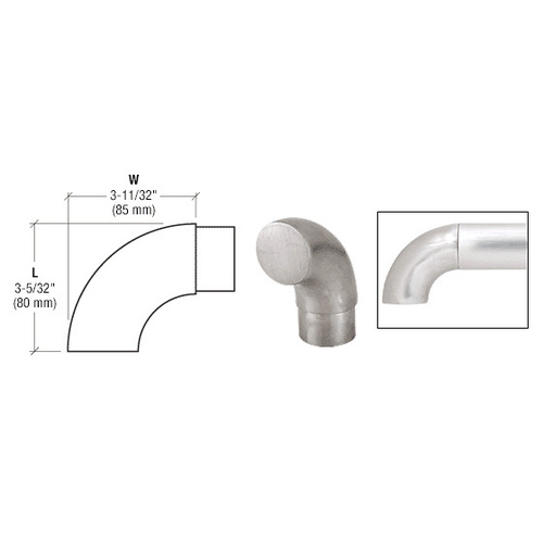 Brushed Stainless 90 Degree Flush Angle End for 2" Tubing