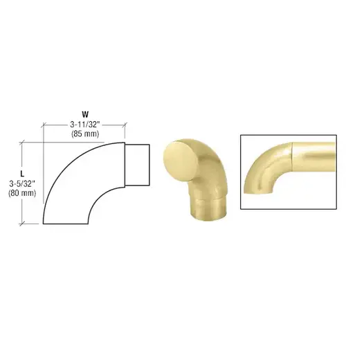 Satin Brass 90 Degree Flush Angle End for 2" Tubing