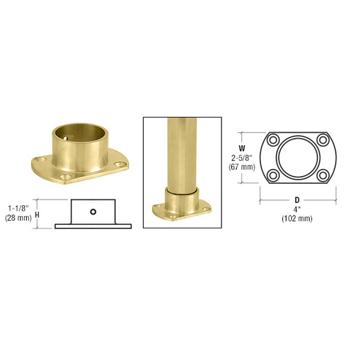 Polished Brass Cut Flange for 2" Tubing