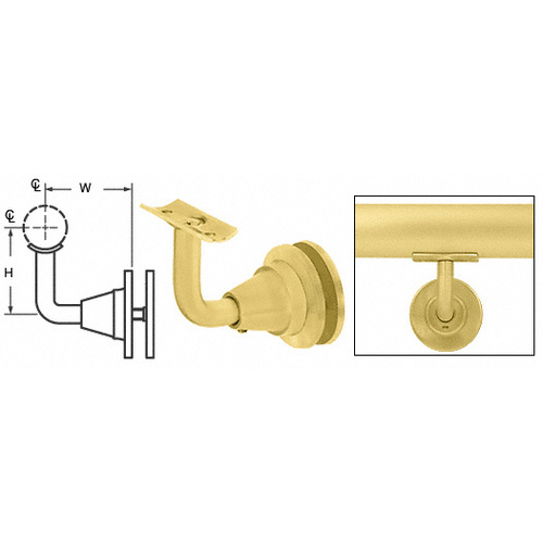 Satin Brass Newport Series Glass Mounted Hand Rail Bracket