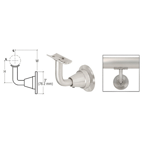 CRL HR2DWBS Brushed Stainless Newport Series Wall Mounted Hand Rail Bracket