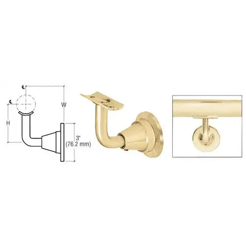 Polished Brass Newport Series Wall Mounted Hand Rail Bracket