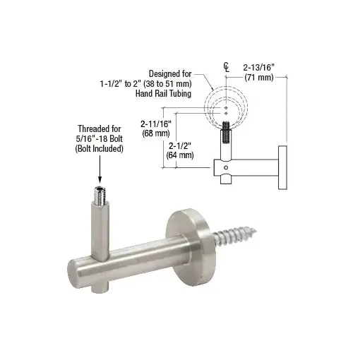 CRL HR2FWBS Brushed Stainless Coastal Series Wall Mounted Hand Rail Bracket