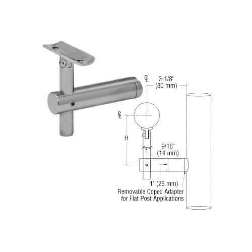 316 Brushed Stainless Sunset Series Post Mounted Hand Rail Bracket