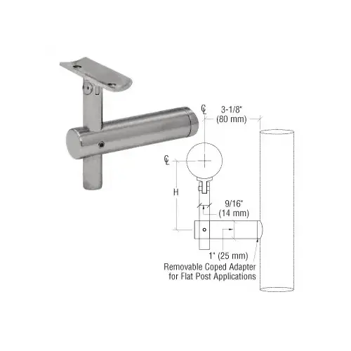 CRL HR2JPBS 316 Brushed Stainless Sunset Series Post Mounted Hand Rail Bracket