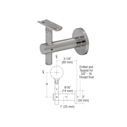 CRL HR2JWBS 316 Brushed Stainless Sunset Series Wall Mounted Hand Rail Bracket