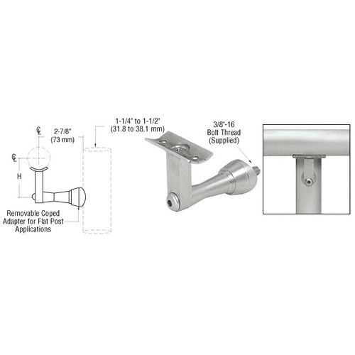 Brushed Stainless Manhattan Series Post Mounted Hand Rail Bracket