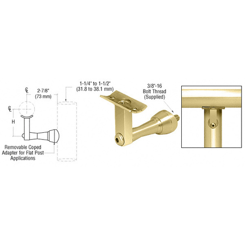 Polished Brass Manhattan Series Post Mounted Hand Rail Bracket