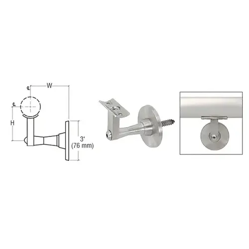 CRL HR2SWBS Brushed Stainless Manhattan Series Wall Mounted Hand Rail Bracket